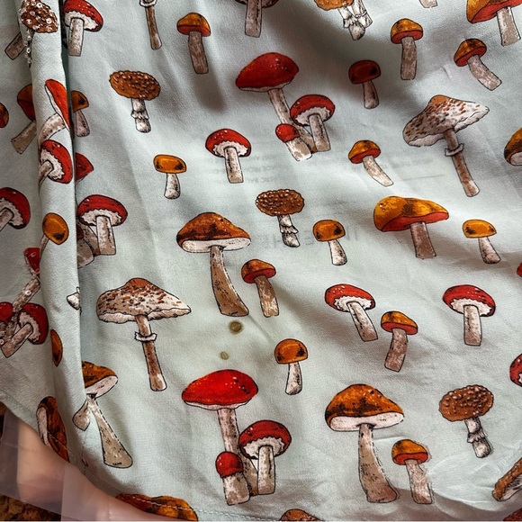 RARE Anthropologie Moulinette Soeurs Toadstool Mushroom Women’s Tie Front Blouse - Picture 13 of 14